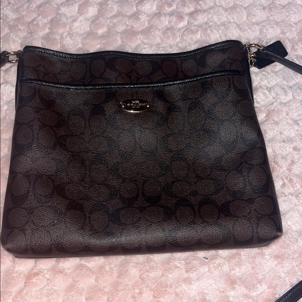 Coach Dark Brown Signature Crossbody Bag